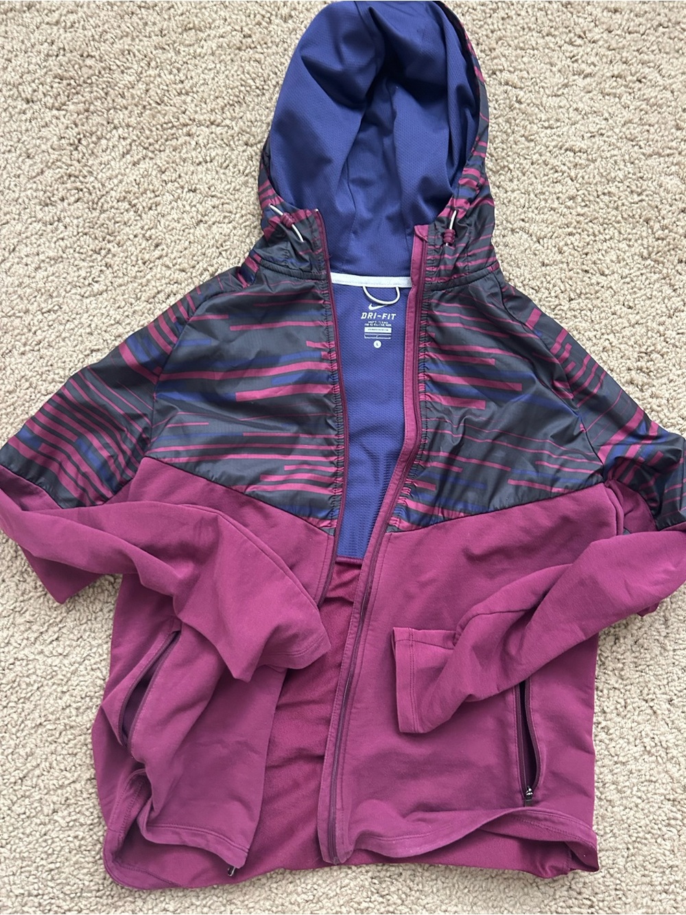 Nike Women’s Purple-Magenta Hooded Dri-FIT Jacket